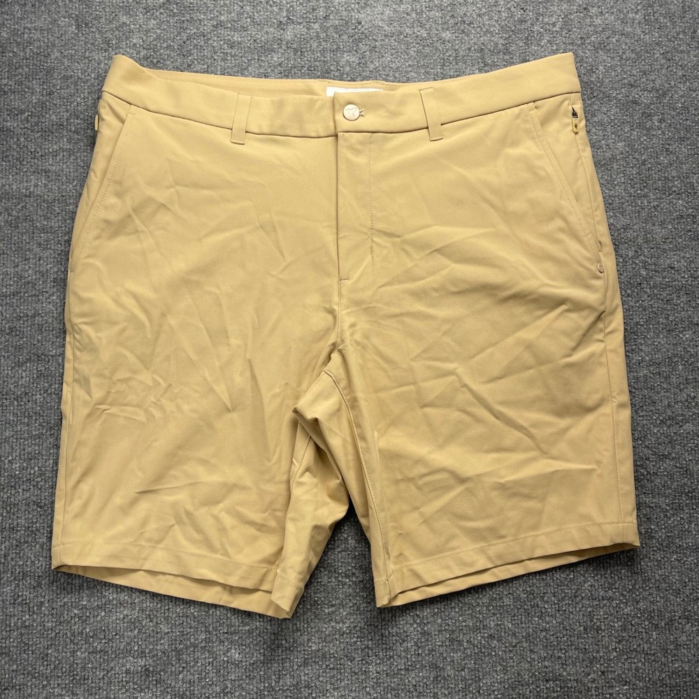Birddogs Mens Khaki Gym to Swim Lined Shorts Size 36 Long Tan Stretch Golf